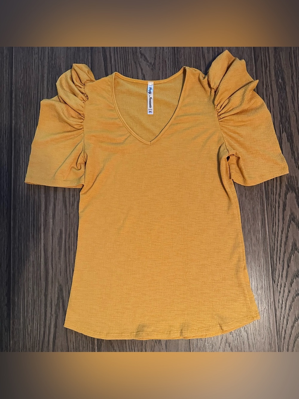 Simply Irresistible Puff Sleeve V‑Neck Top - Mustard